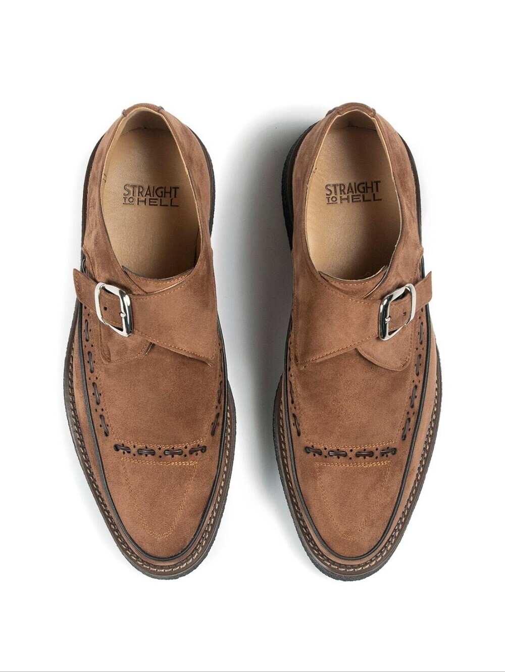 Straight To Hell Vegan Memphis – Brown Faux Leather Creepers Shoes